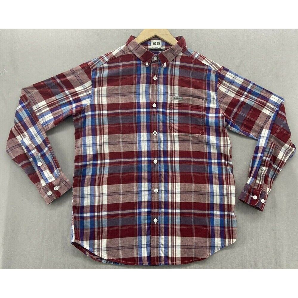 Columbia Shirt Men's Sz LRG Button Down Plaid Long Sleeves Collar Buttons Pocket
